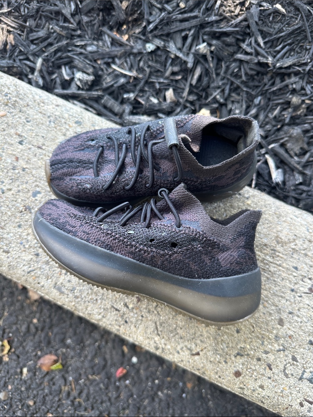 Yeezy Kids Black Knit Slip-On Sneakers